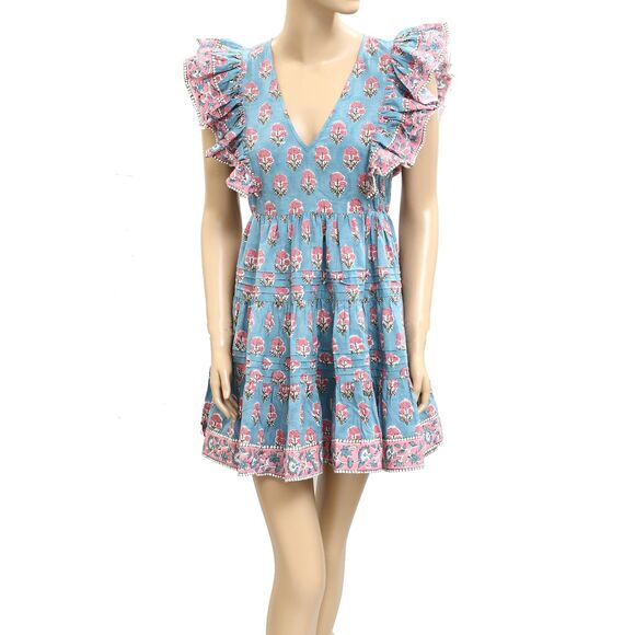 SAYLOR Anthropologie Malin Mini Dress Dahlia Floral Block Print Cotton S 282096 - Picture 5 of 11